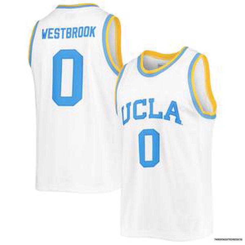 TikTok Shop Custom White UCLA Westbrook Retro College Basketball Jsy V neck Sleeveless Jersey Tanktop