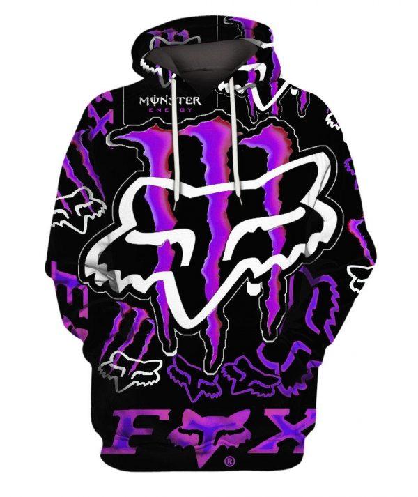 TikTok Shop FOX MONSTER ENERGY 3D PRINTED HOODIEZIPPER HOODIE