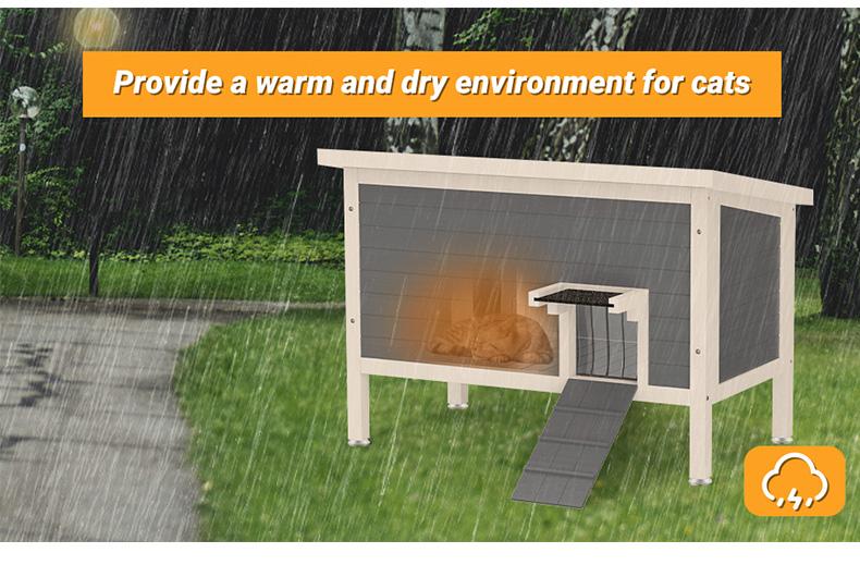 FUHESI Weatherproof Outdoor cat House for Winter Heated cat Houses