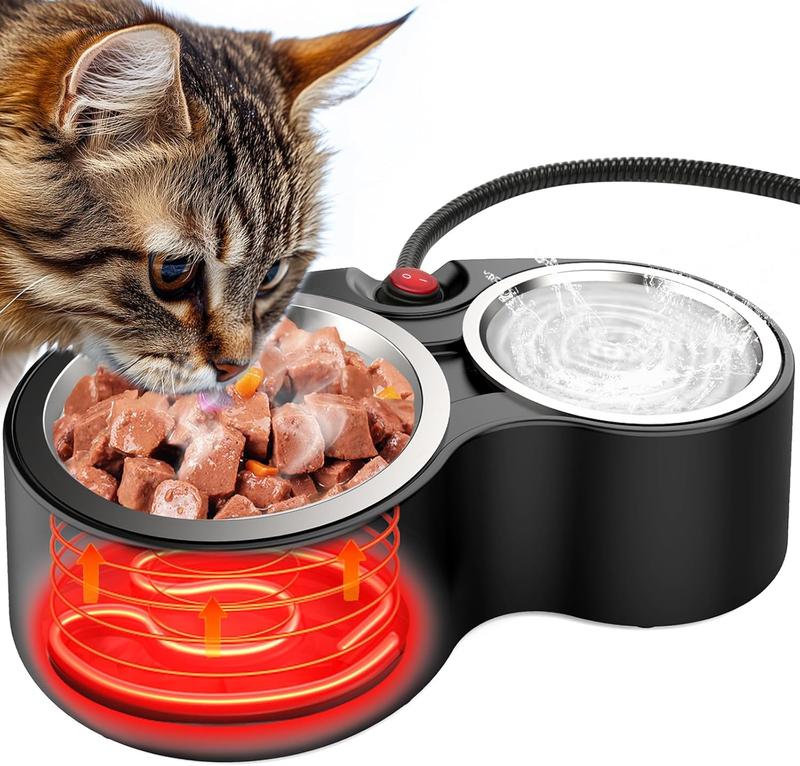 TikTok Shop Heated Water Bowl for Cat Dog Outdoor Heated Cat Bowls Stainless Steel Heated pet Bowl Large Capacity Provide Non Freezing Water Food in Winter for Rabbit Chicken Duck