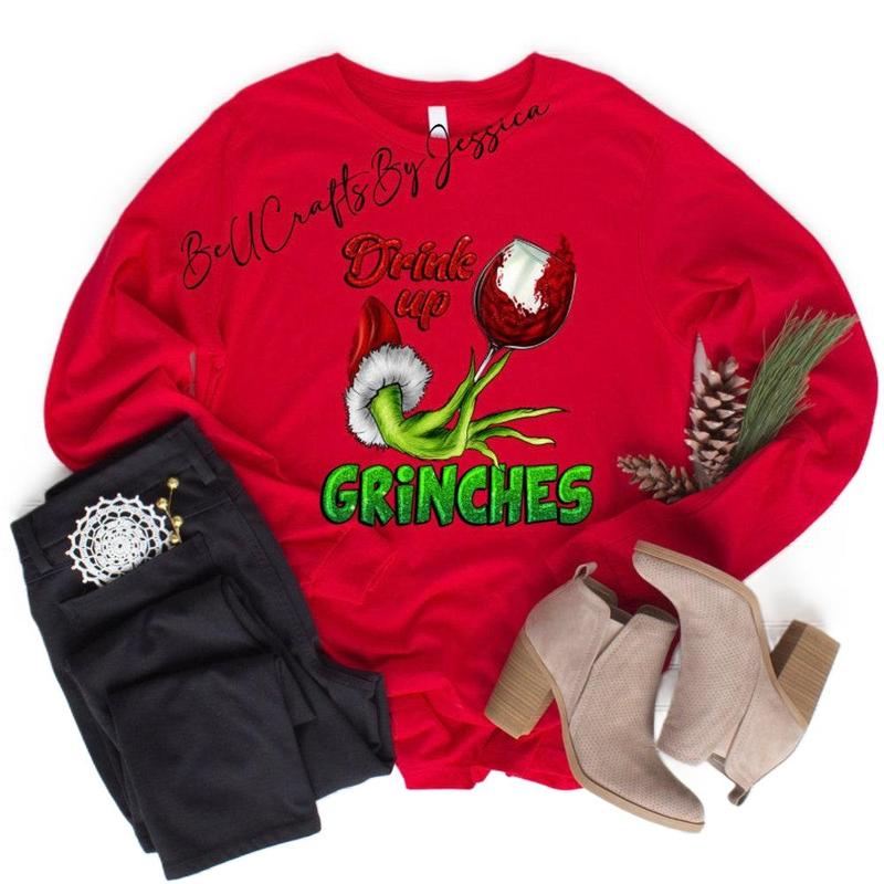 TikTok Shop Christmas Sweatshirt Sweatshirt mean one Drink Up Grinches Drink Up Grinches Shirt Wine Shirt Christmas Sweatshirt green monster Sweatshirt Hoodie Comfort Colors