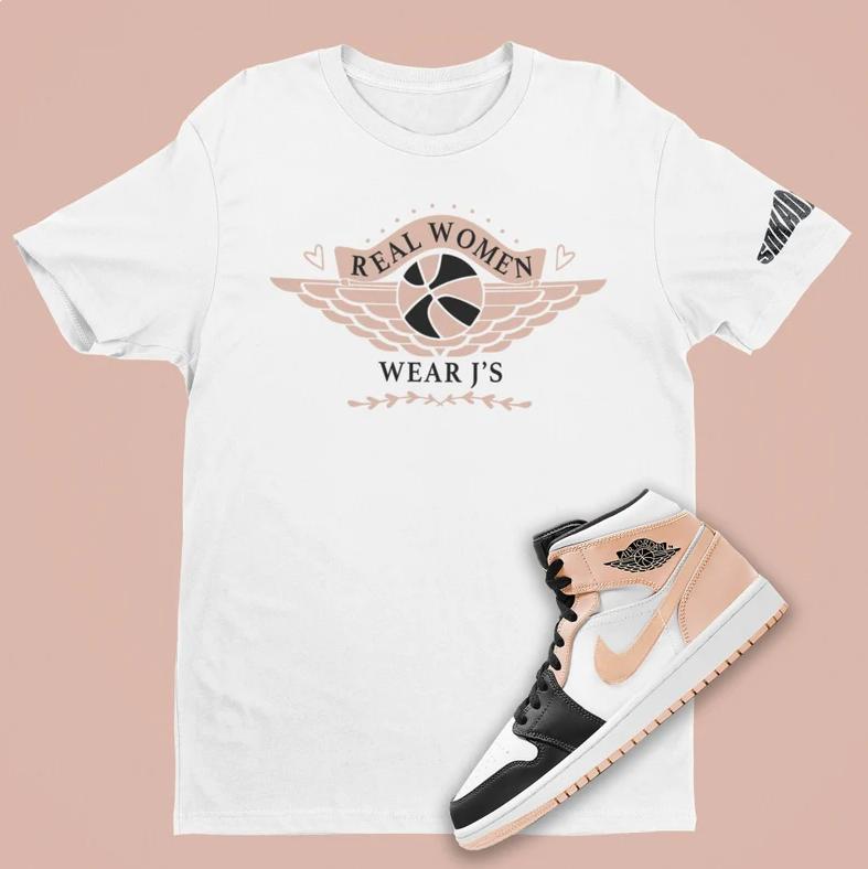 TikTok Shop Jordan 1 Mid Crimson Tint Real Women Wear J s T Shirt Retro 1 Shirt Basketball Gift Top Unisex Streetwear Tshirt Basic