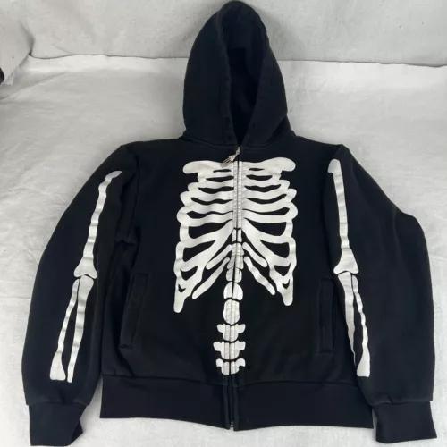 TikTok Shop PHOEBE BRIDGERS Punisher Skeleton Zip Up Hoodie Sweatshirt Black