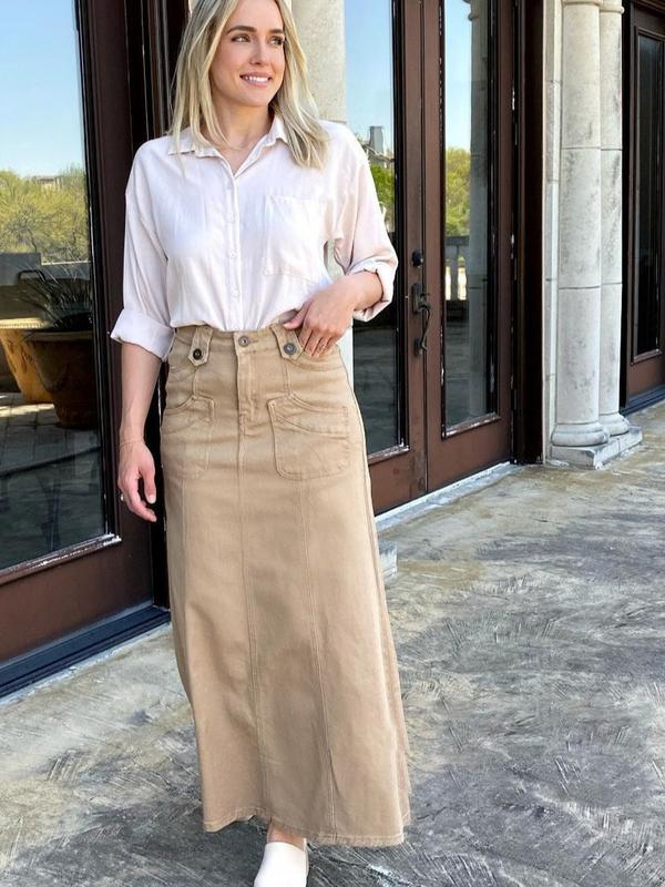 Khaki skirt modest best sale