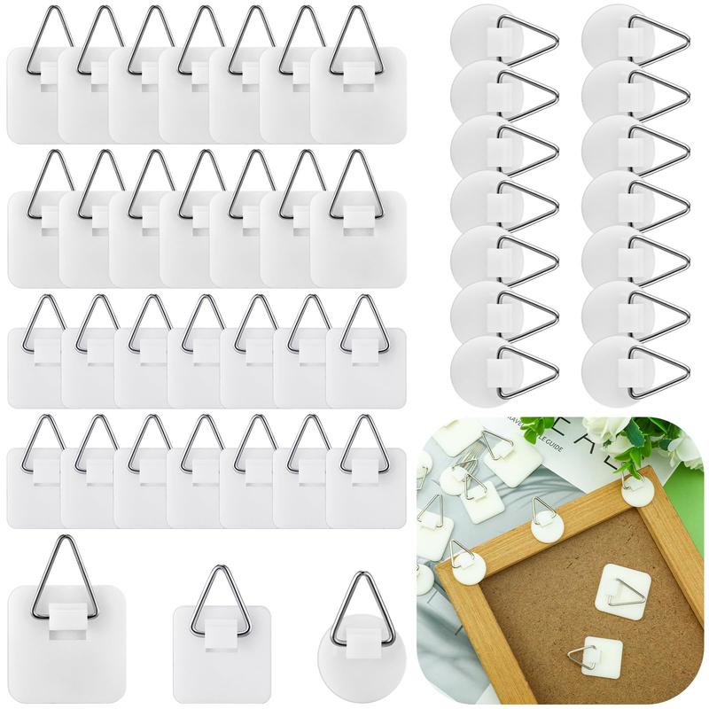 TikTok Shop 45 Pcs Adhesive Picture Hanger Foamboard Picture Hanging Hooks Without Nails Plastic Picture Hangers Sticky Hangers for Home Wall Art Picture Photo Frame Bathroom Closet Kitchen Round Squa...