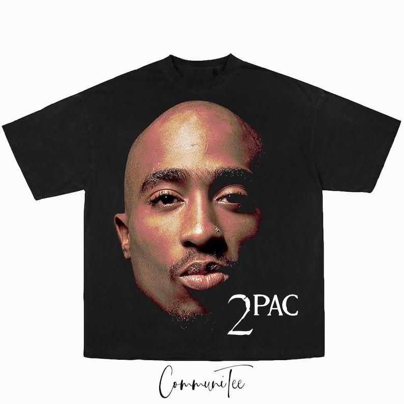 TikTok Shop: 2pac Tupac Shakur Rap Tee Big Face Head Vintage Style Graphic  Hip Hop T-shirt