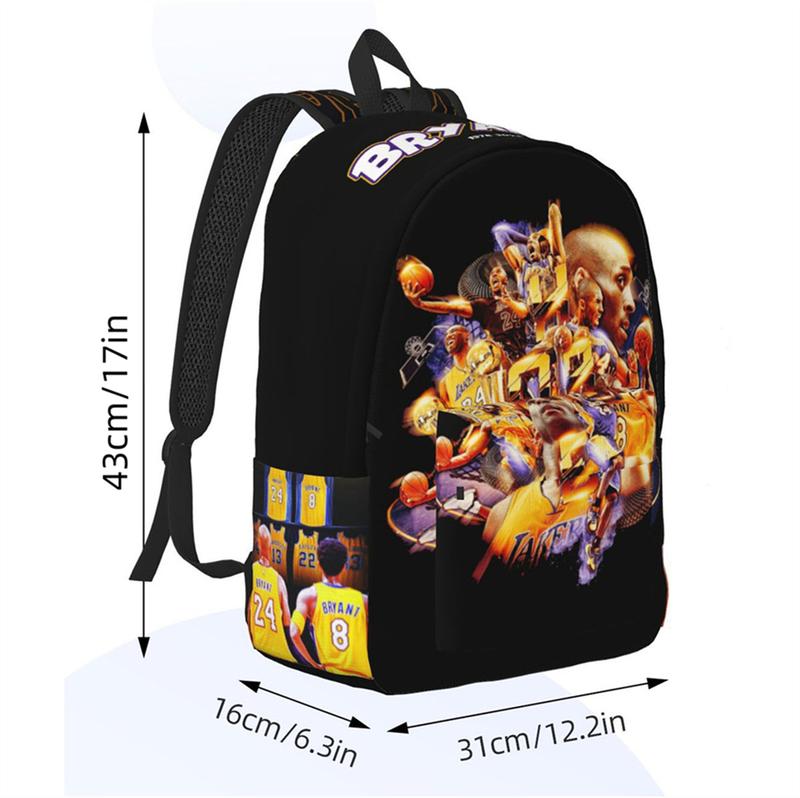 TikTok Shop 17 Inch Kobe Bryant Backpack for Boys Cartoon Bookbag for Leisure Travel and Hiking