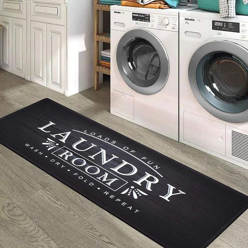 Black Laundry Room Runner Rug, 20x59