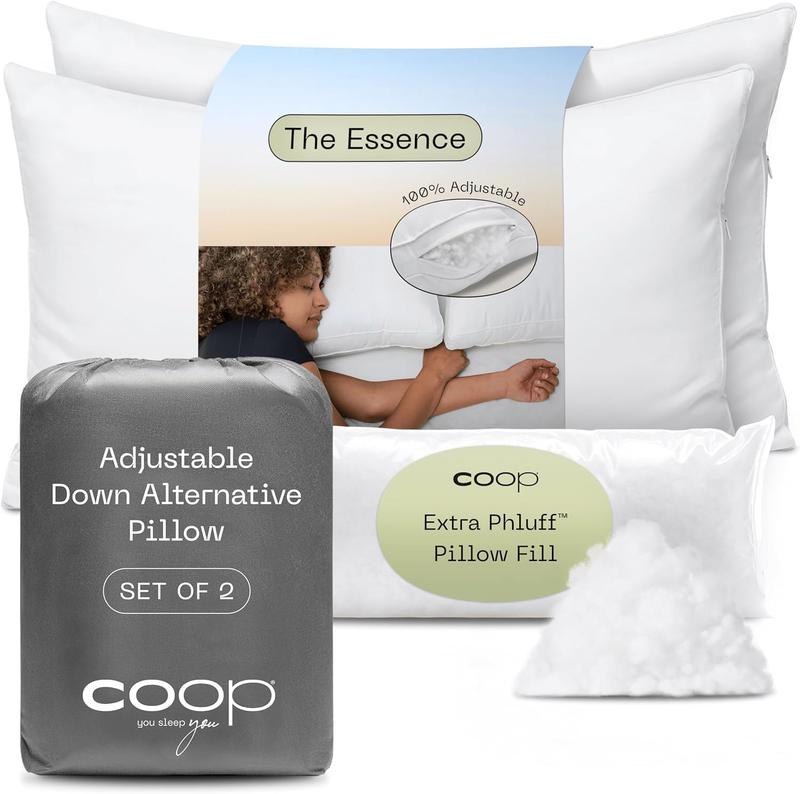 TikTok Shop the Essence down Alternative Pillow Queen Size Set of 2 Best Pillows for Sleeping Adjustable Alternative to down Pillows Luxury Hotel Pillows for Back Stomach or Side Sleepers cold leg