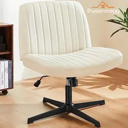 【Spring Sale】SweetFurniture Criss Cross Chair - Armless Desk Chair No Wheels Cross Legged Office Chair Wide Swivel Home Office Desk Chairs
