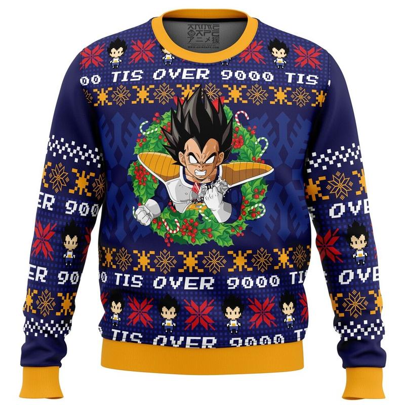 TikTok Shop Tis Over 9000 Dragon Ball Z Ugly Christmas Sweater