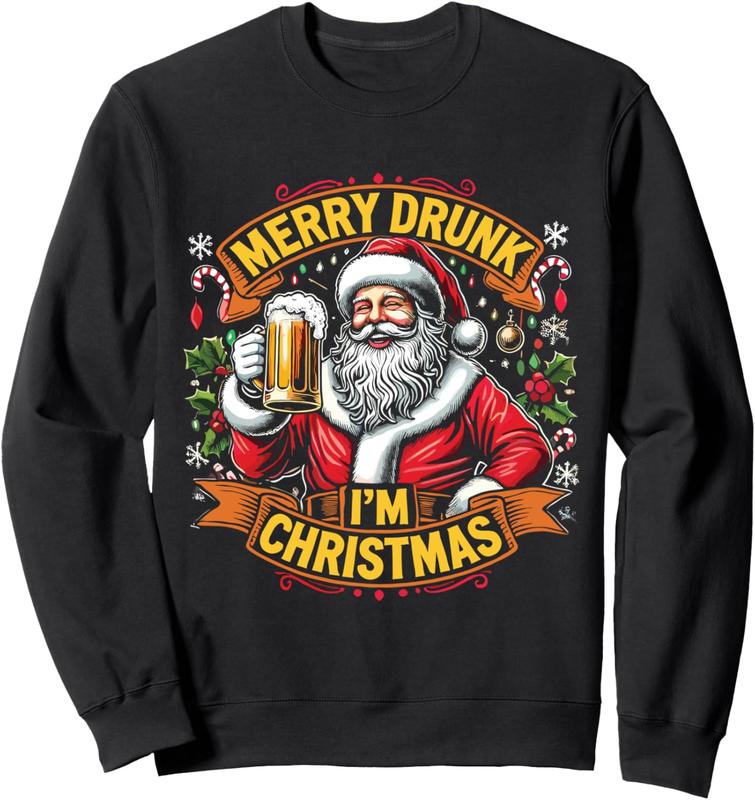 TikTok Shop Funny Santa Saying Santa Christmas Merry Drunk I m Christmas Sweatshirt
