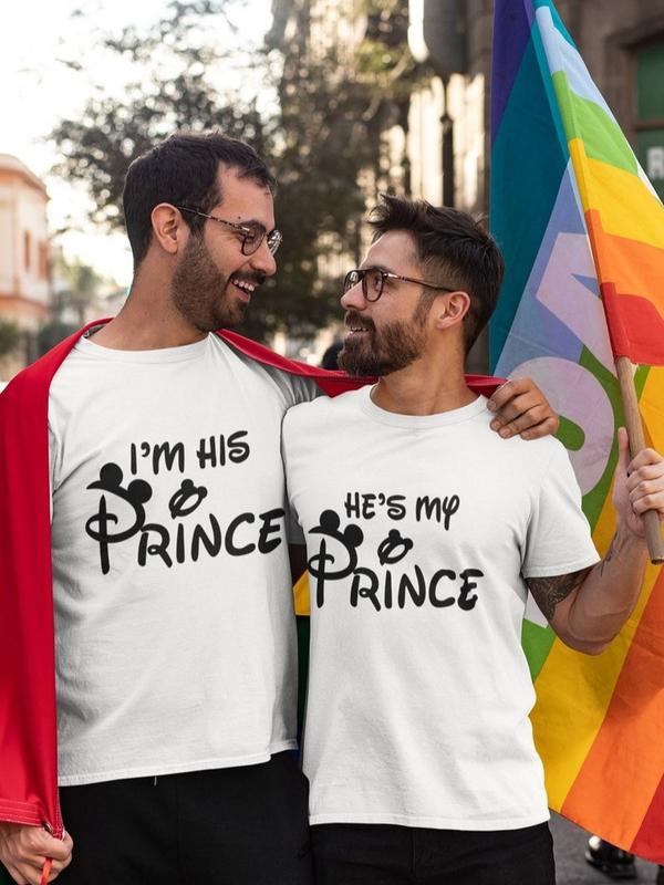 TikTok Shop Gay Pride Shirt Mickey Mouse Gay Couple Shirts LGBT Pride Month Shirt LGBT Gay I m His Prince He s My Prince Vacation LGBT Shirt