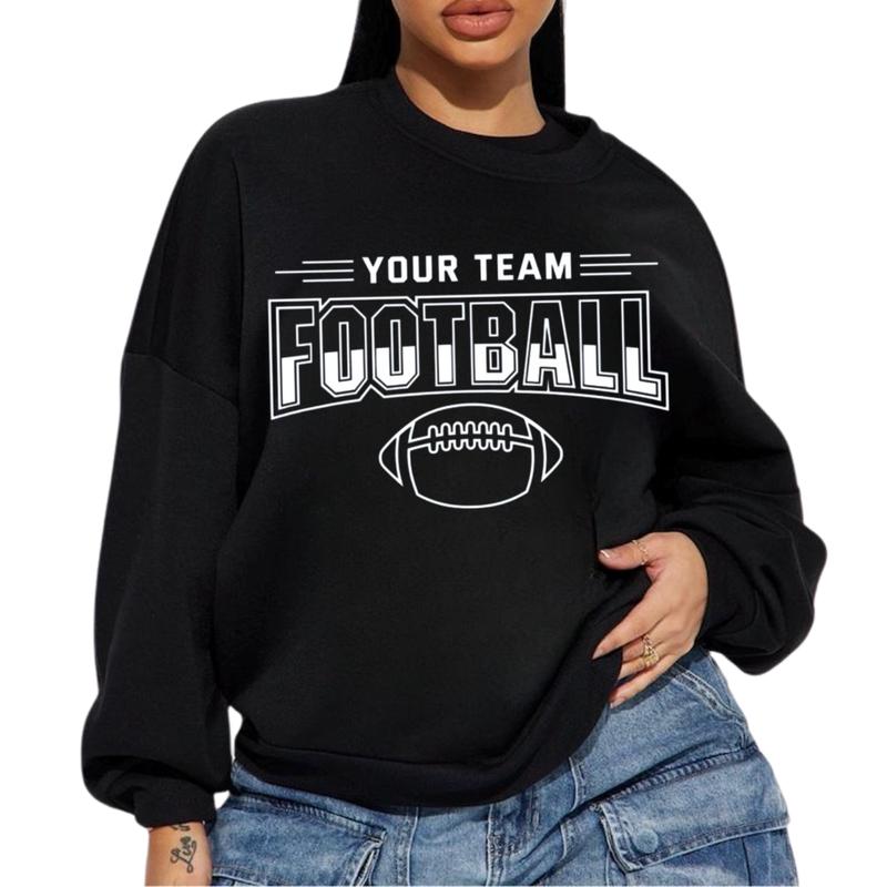 TikTok Shop Football All Team Black Template Football SweatShirt Design Football Mom Team Names Shirt Football Logooo Womenswear Adjustable