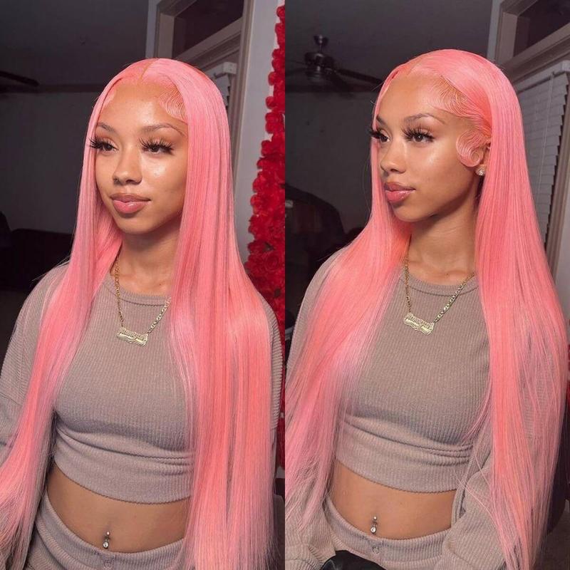 Human hair lace front wigs pink best sale