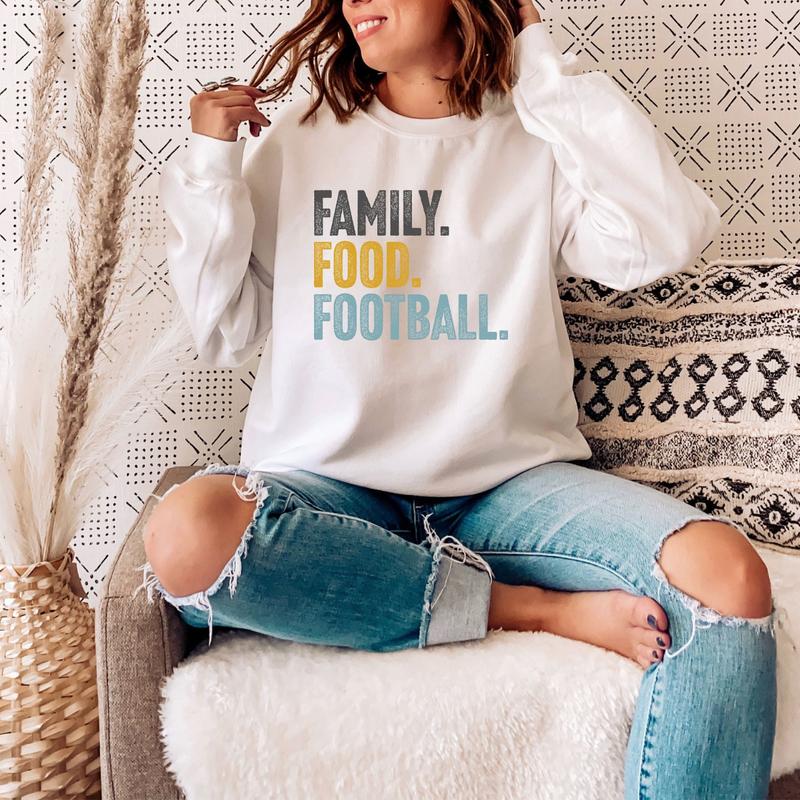 TikTok Shop Family Food Football Cozy Sweatshirt for Men Women Gift for Her or Him Thanksgiving Christmas Game Day family sweatshirt Womenswear Sweaters