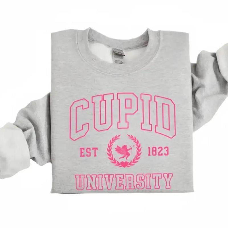 TikTok Shop Cupid University Sweatshirt Cute Valentine s Day Shirt Funny College Sweatshirt Love Crewneck Sweatshirt Cupid Spandex