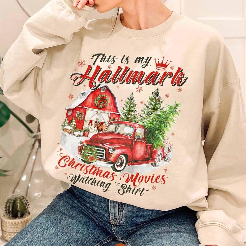 TikTok Shop This Is My Hallmark Christmas Movie Watching Sweatshirt Winter Sweatshirt Hallmark Sweatshirt Unisex Christmas Gift Sweatshirt Holiday Sweater