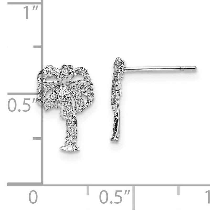 TikTok Shop 14k White Gold Palm Tree Post Earrings Mod XTR 10273