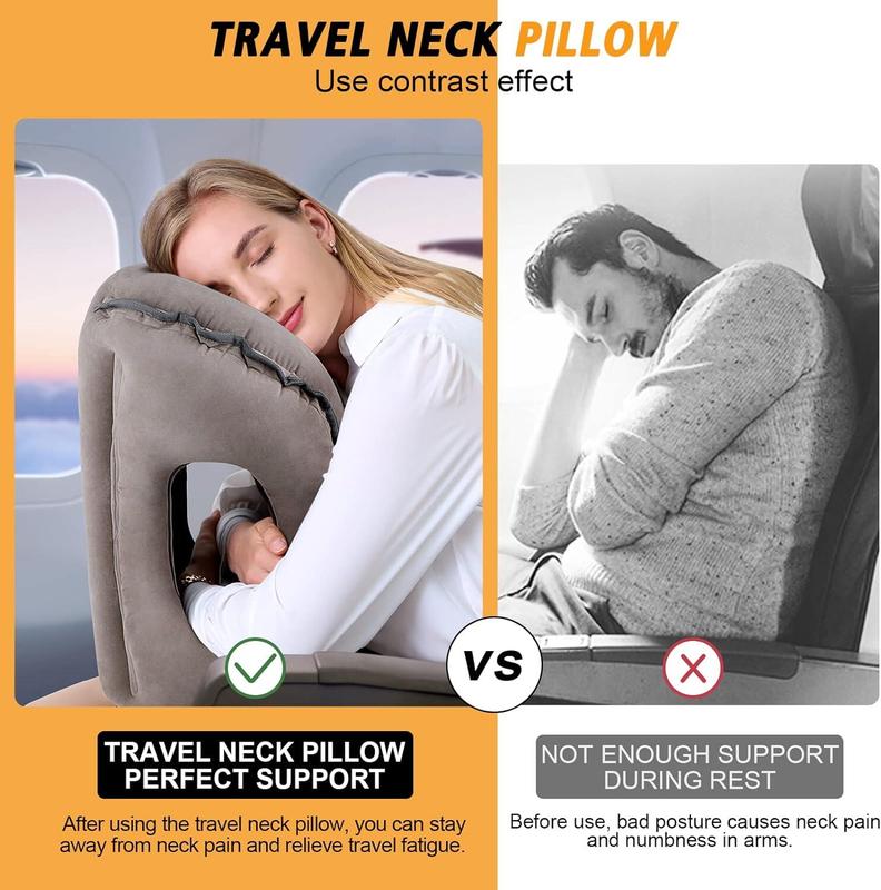 TikTok Shop Inflatable Travel Pillow Multifunction Travel Neck Pillow for Airplane to Avoid Neck and Shoulder Pain Support Head Neck Used for Sleeping Rest Airplane and Home Use