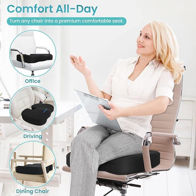 TikTok Shop FLASH SALE ALERT Office Chair Seat Cushion Cooling Gel Enhanced Memory Foam Chair Cushions for Long Sitting Back Sciatica Coccyx Tailbone Pain Relief Pillow for Office Chair Gaming