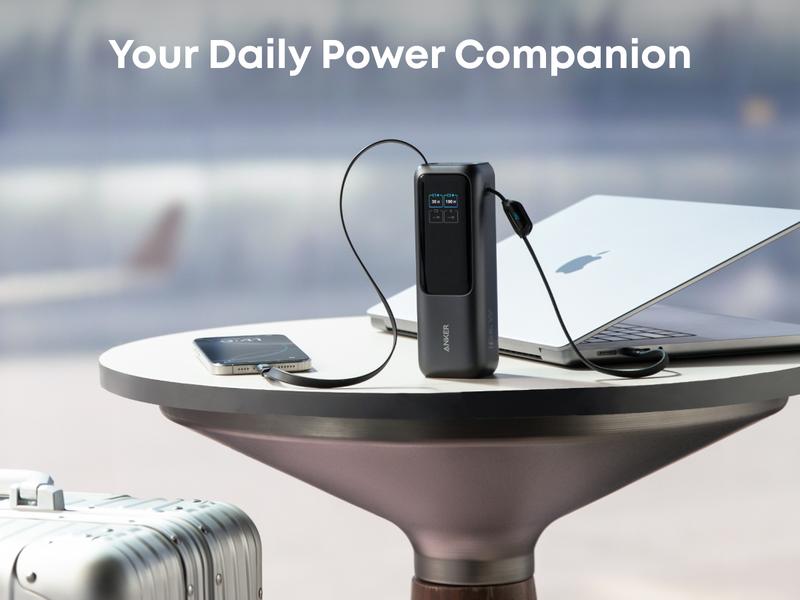 Anker Power Bank 25K 165W with Built-In and Retractable Cables