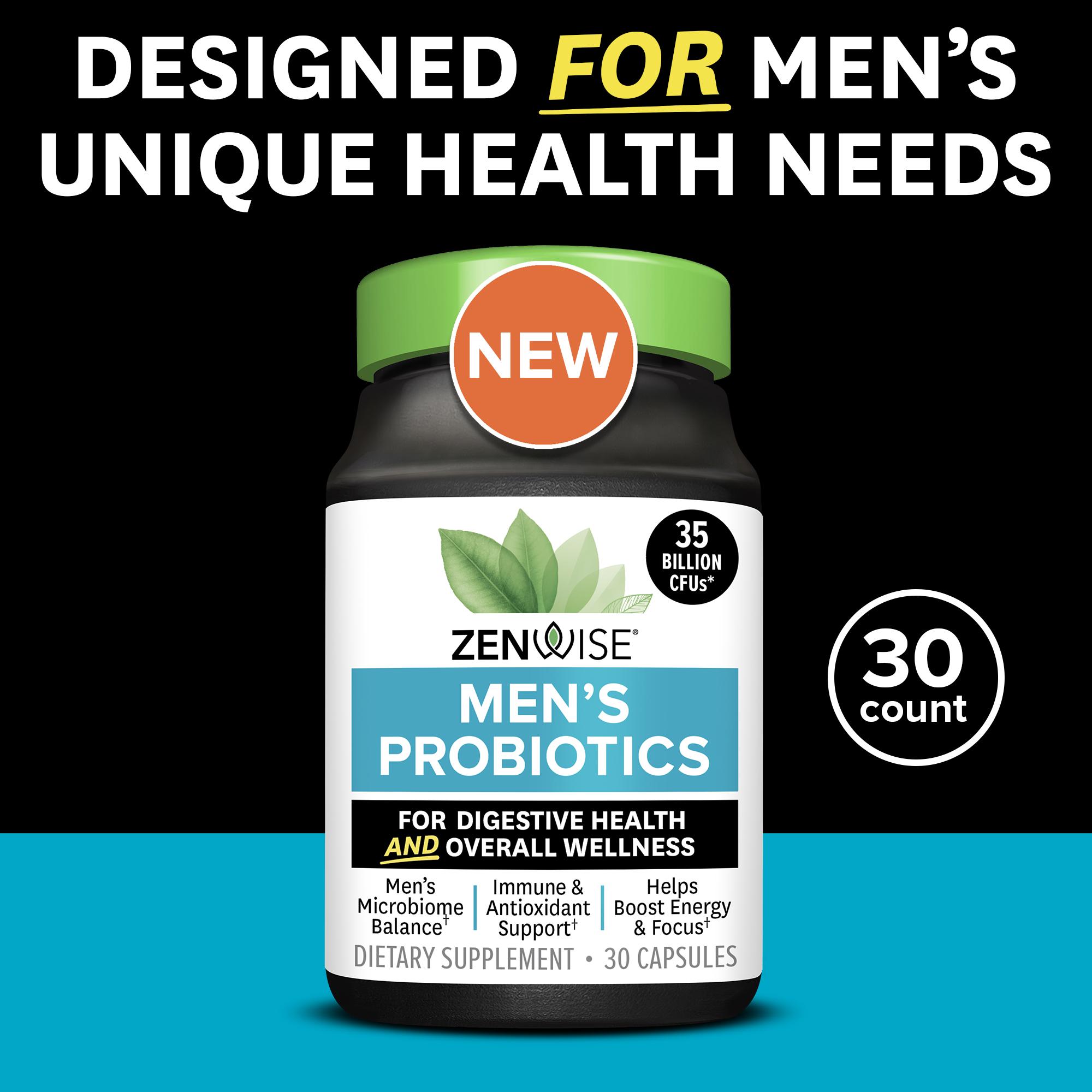 Zenwise Men's Probiotics 30 Capsules for Digestive Health & Overall Wellness 35 Billion CFUs Probiotics for Gas Relief