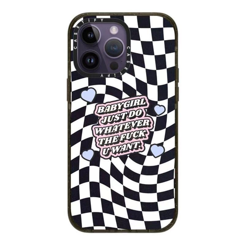 TikTok Shop: Casetify Black and White Chess Grid Iphone14promax Transparent  Phone Case IP14/13/14pro- Accessories Cover Handheld Protection