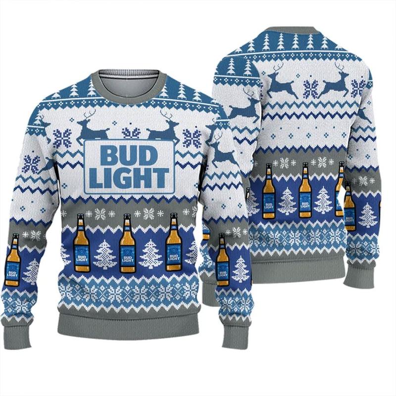 TikTok Shop 3D Bud Light Beer Ugly Christmas Sweater