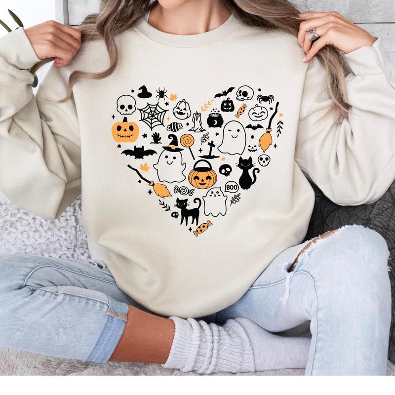 TikTok Shop: Halloween Heartbeat Sweatshirt - Spooky Witch Ghosts Graphic  Pullover Unisex Fall Fashion Perfect For Trick Or Treat Sweatshirt, Hoodie,  Comfort Colors