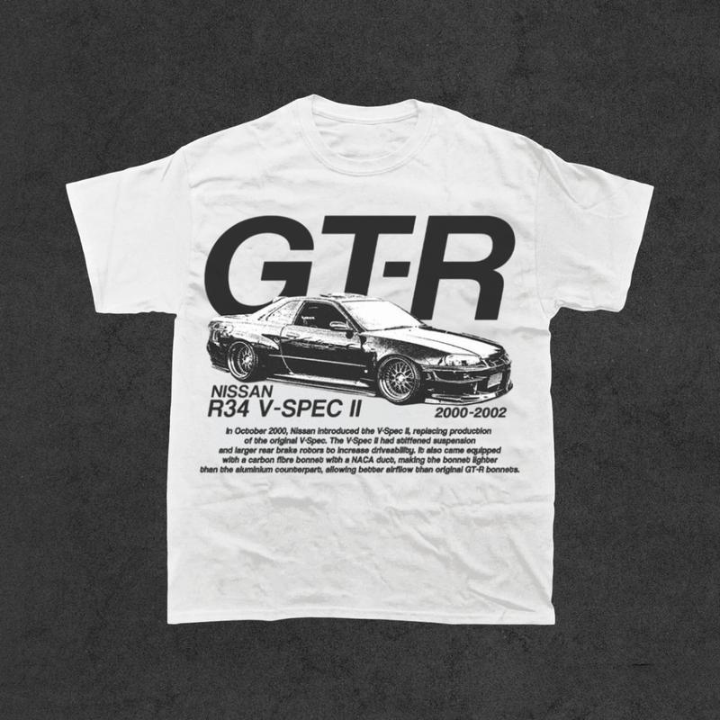 TikTok Shop GTR R34 V SPEC II T shirt Nissan Vintage Graphic Tee Classic Cotton Car Enthusiast Apparel