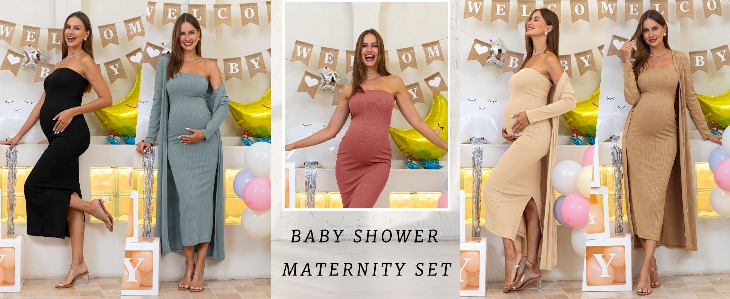 Maternity Tube Dress – Long Baby Shower Gown with Cardigan for Weddings & Gender Reveal Photos 2 48048b37f0d444a78cb60d2ba6eca165~tplv omjb5zjo8w origin jpeg