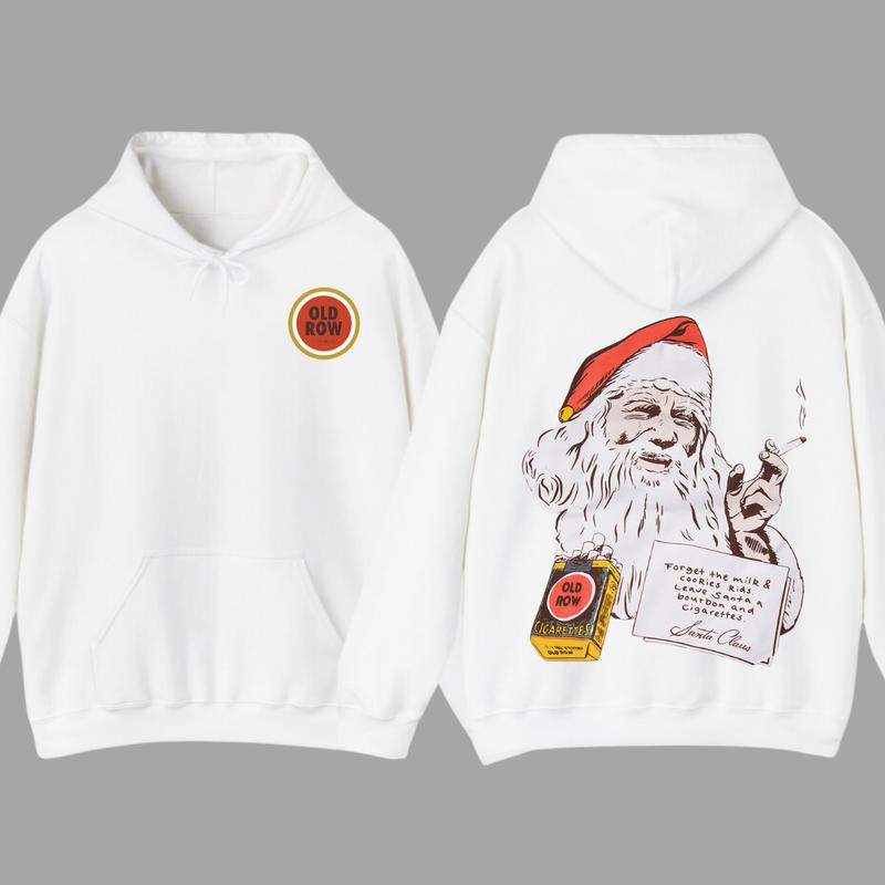 TikTok Shop Old Row Santa Hoodie 2 Sided Hoodie Santa Smoking Hoodie For Women For Men Gift For Christmas