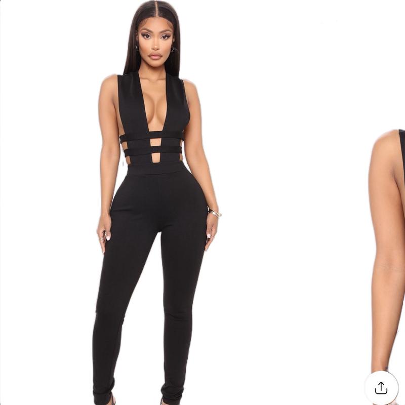 TikTok Shop Fashionnova Sexy Tight Fitting Black Jumper Women s Bodysuit Outfit