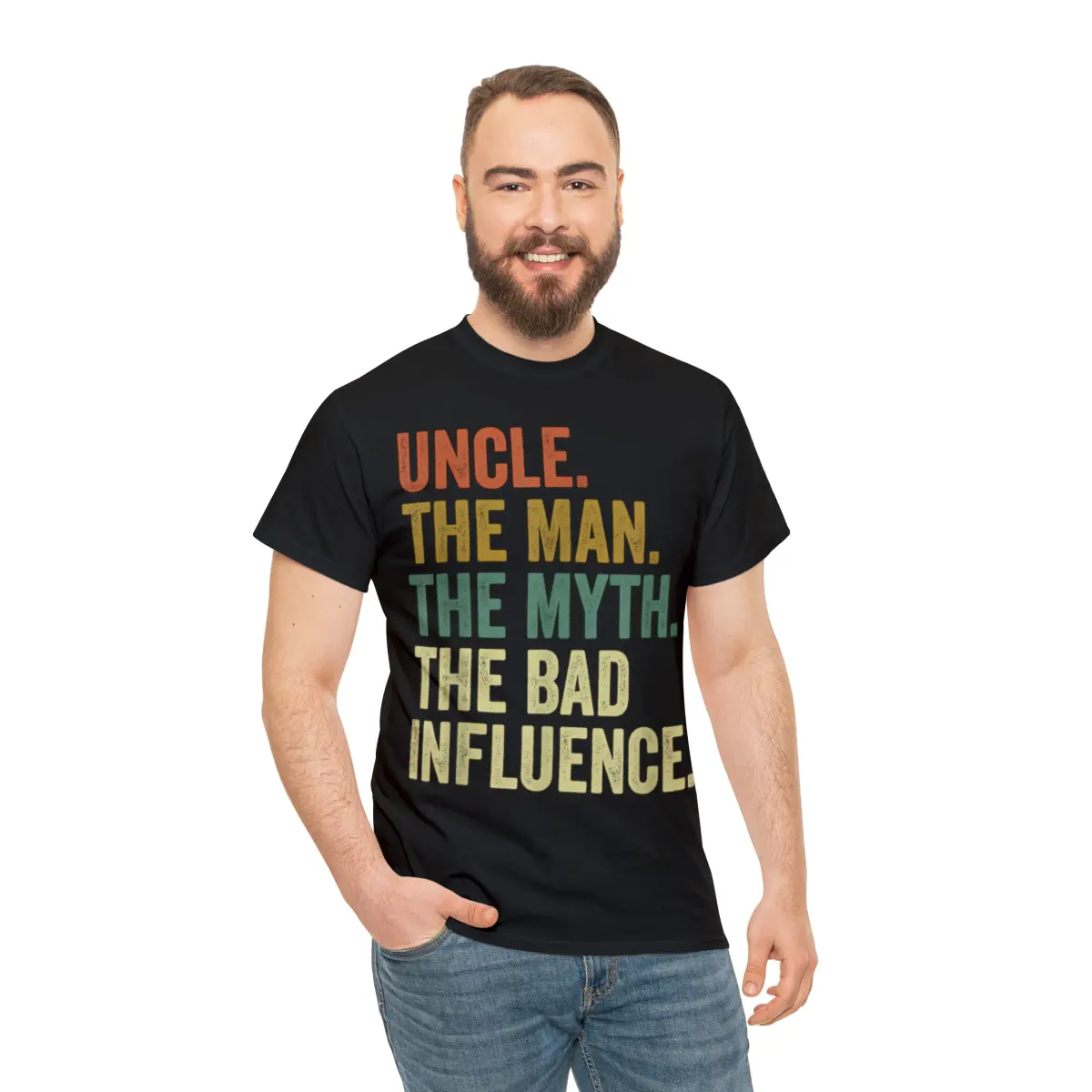 Mens Vintage Fun Uncle Man Myth Bad Influence Funny T-Shirt. Mens Vintage Fun Uncle Man Myth Bad Influence Funny T-Shirt.