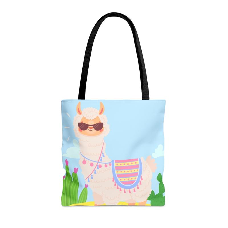 TikTok Shop Llama Tote Bag For Women Blue Tote Bag For Teens Farm Gift For Llama Lovers Library Book Bag For School Kawaii Market Bag Cute Carry All Gift For Teachers