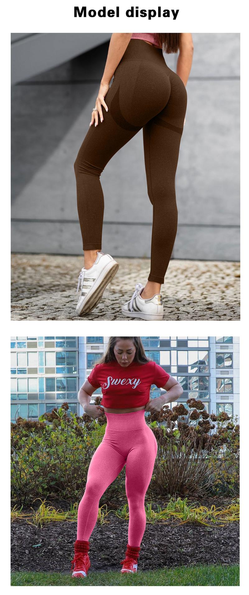 OQQ Women's 2 Piece Butt Lifting Yoga Leggings Workout High Waist Tummy  Control