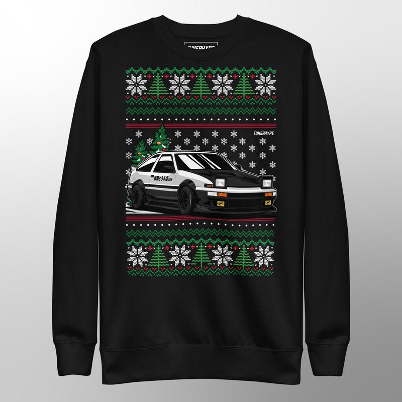 TikTok Shop JDM Ugly Christmas Sweater TRUENO AE86 Ugly Xmas Sweater Car Guy Holiday Gift Funny Christmas Gift Initial D Gift Holiday Gift Car shirts hot Full Sizes