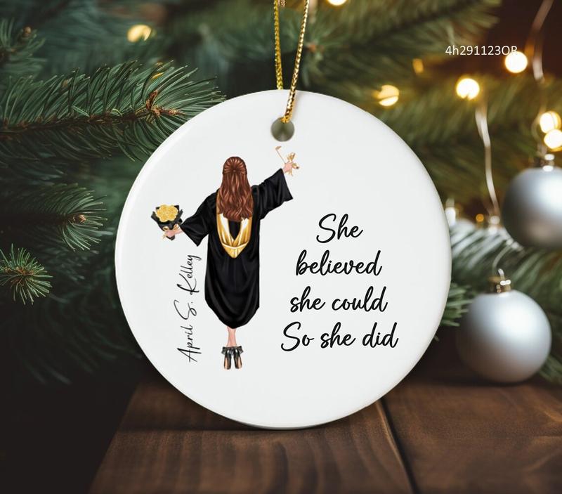 Ornament - She Believed She Could so She Did - Raw Wood 3x3in Ornament - She Believed She Could so She Did - Raw Wood 3x3in