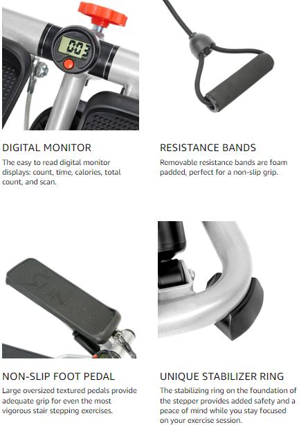 Smart Mini Stepper with Resistance Bands