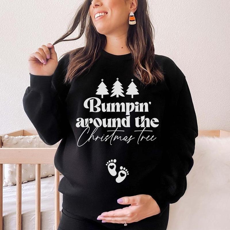 TikTok Shop Bumpin Around the Christmas Tree Pregnancy Announcement Sweatshirt Xmas Maternity Sweater Holiday Mother to Be Shirt Christmas Maternity Pullover Sweatshirt