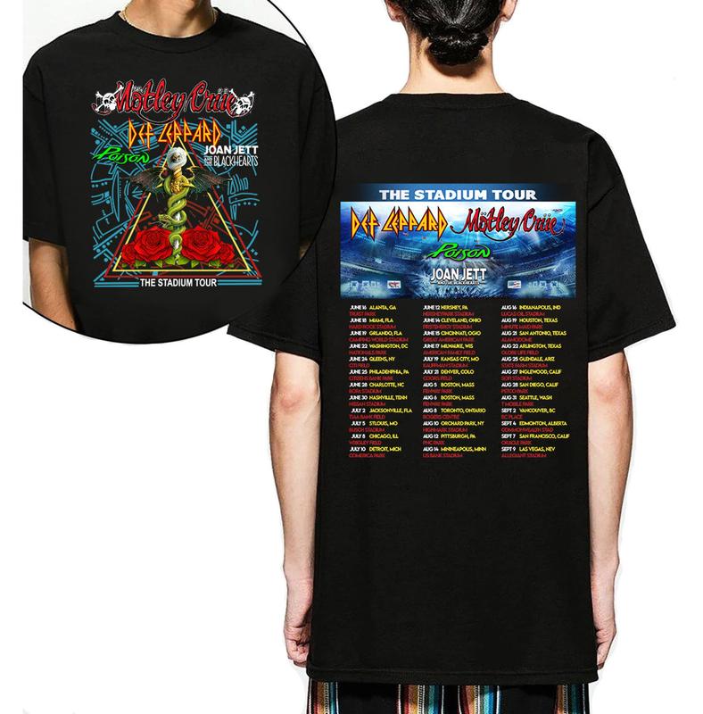 TikTok Shop: The Stadium Tour 2022 Music Concert Def Leppard Motley Crue  Poison Joan Jett & the Blackhearts T Shirt