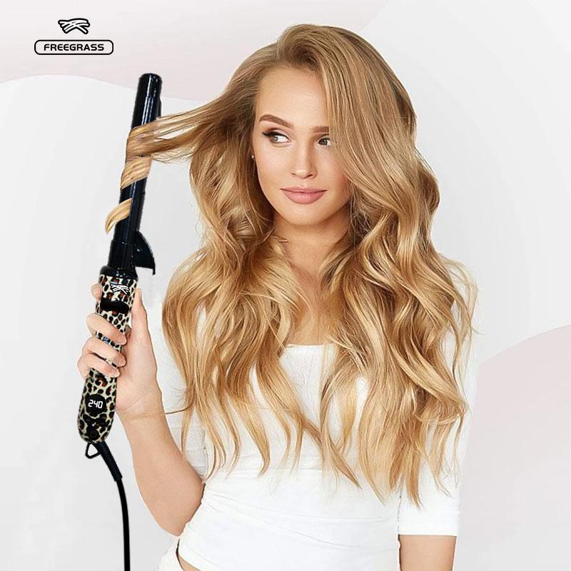 TikTok Shop Freegrass Rotating Curling Iron four color barrel for all hair types Automatic curling iron Easy to use curling wand Long lasting salon quality curls and waves Clear Comfort