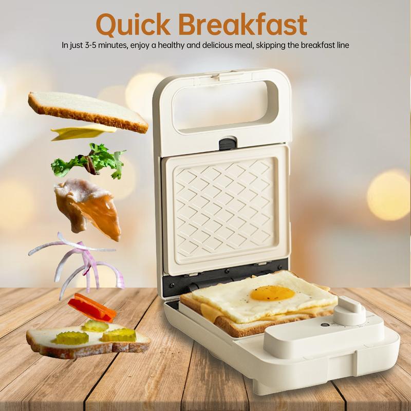 Product Introduction of Olayks Sandwich Maker, Multifunctional Breakfast Machine, Compact Waffle and Bread Toaster for Home Use, Easy to Clean, gift 1