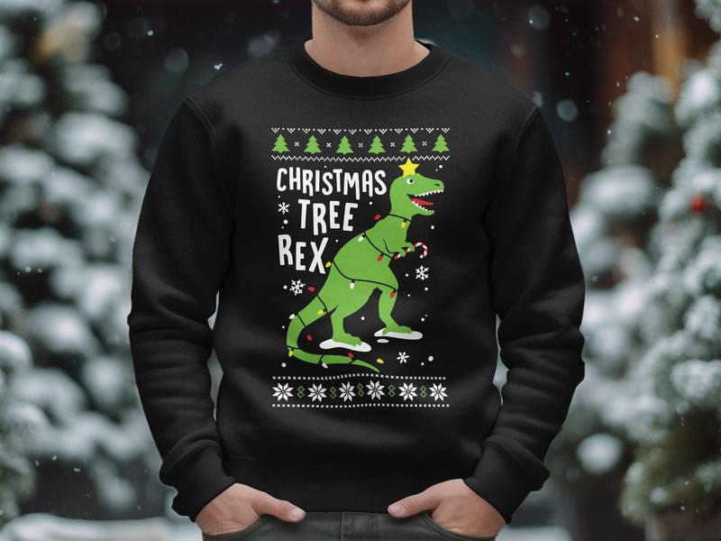 Dinosaur christmas jumper mens best sale