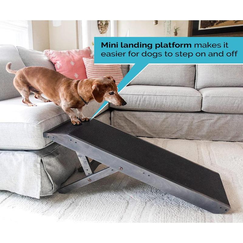 TikTok Shop Youfun Adjustable Dog Ramp for Bed 24 H Folding Dachshund Ramp with Platform Top Anti Slip Surface 47 L Dog Ramps for Medium Dogs Old Cats