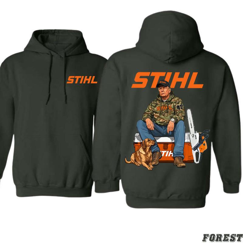 TikTok Shop Trumm Stihl Camo Unisex Cotton Hoodie Farm Boss Chainsaw Dog Hunting Tee Trumm With Local Boy Shirt Full Color Full Size