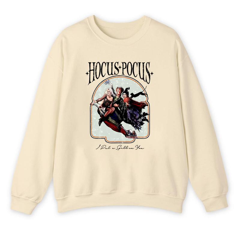 TikTok Shop Vintage Hocus Pocus Sweatshirt Hocus Pocus Shirt Sanderson Sisters Sweatshirt Halloween Party Shirt Cute Halloween Outfit Cotton