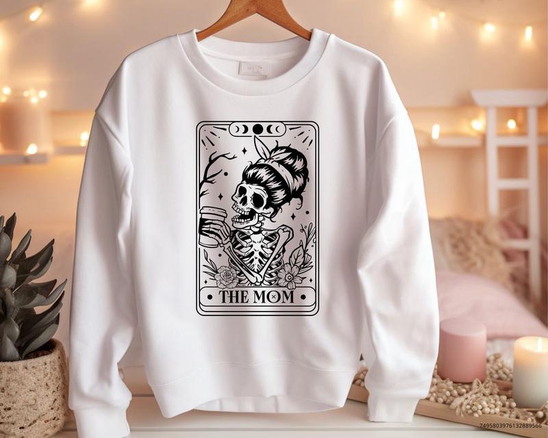 TikTok Shop Tarot Card The Mom Sweater Skeleton Mom Sweatshirt Tarot Card Sweatshirt Skull Mom Hoodie Mom Crewneck Gift For Mom