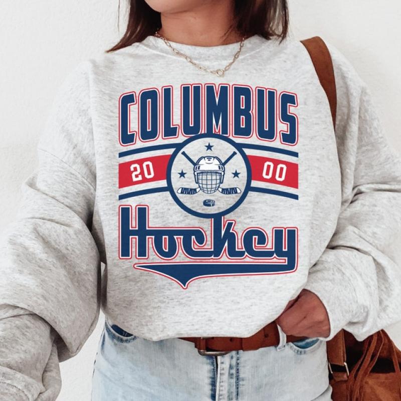 TikTok Shop Vintage Columbus Blue Jacket Sweatshirt T Shirt Blue Jackets Sweater Blue Jackets T Shirt Retro Columbus Ice Hockey Columbus 2000